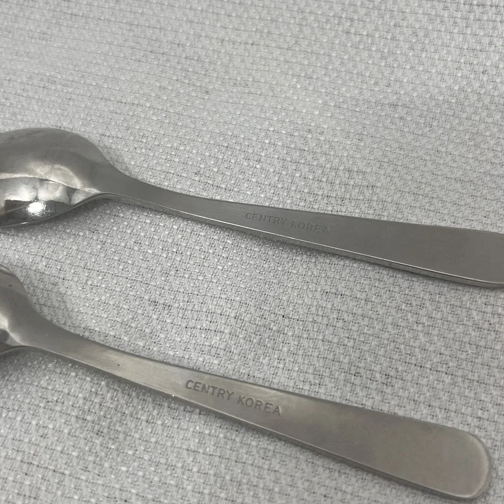 Vintage Centry Korea Stainless Steel Spoons Set of 2 Mid Century Flatware